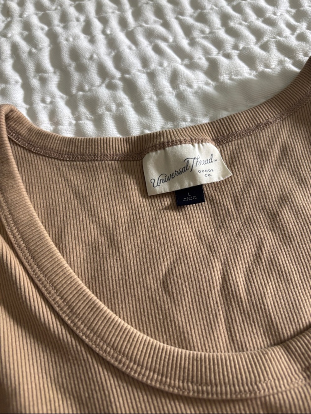 Universal Thread Ribbed Tank Top - Tan Cropped - Picture 2 of 4